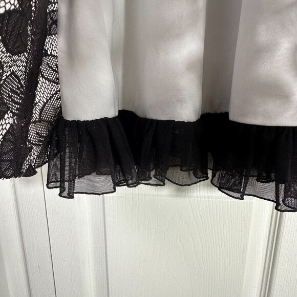 Y2K Studio Y Brown & cream Lace overlay Dress w/tule ruffle bottom Party Formal - Picture 5 of 15